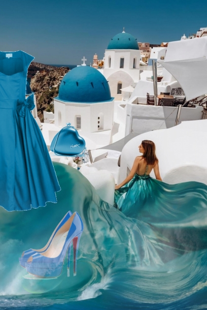 Collage in sea blue