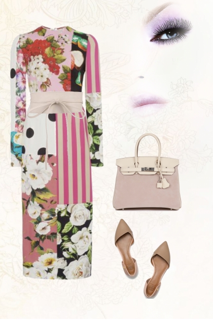 Pink dress with patch effects