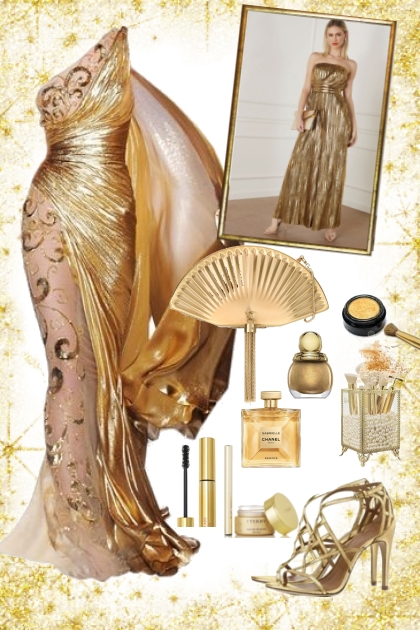 Dress with a golden train