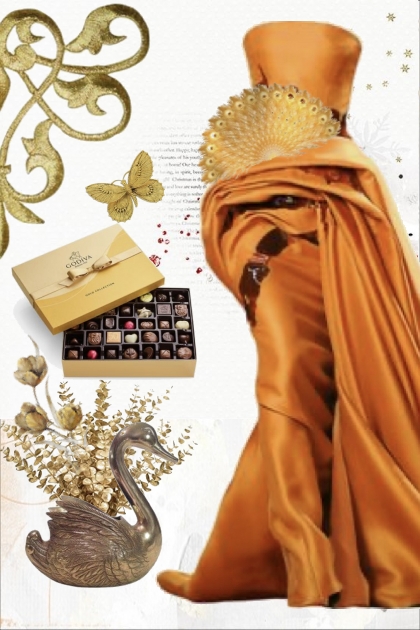 Terracotta dress and a box of chocolates