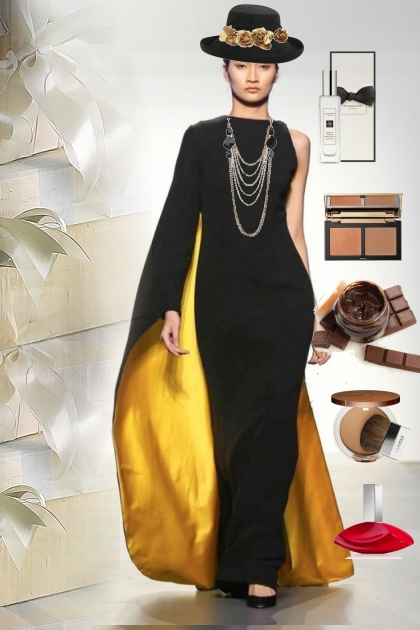 Black dress with a cape