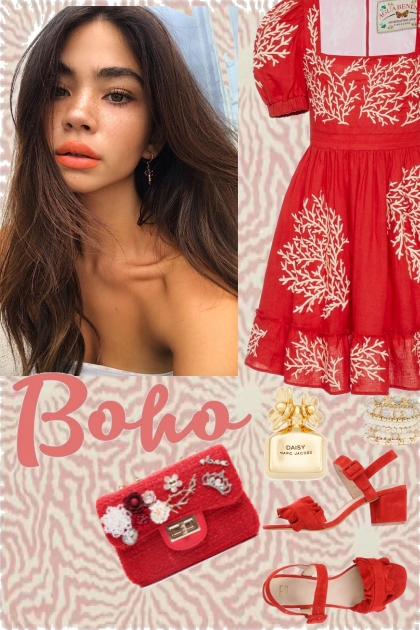Summer red look- Combinaciónde moda