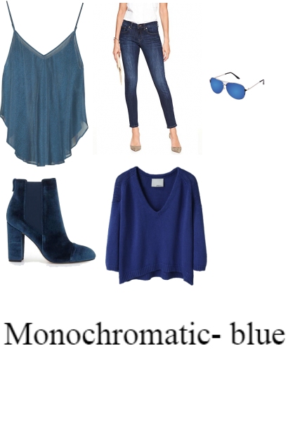 blue monochromatic- Модное сочетание