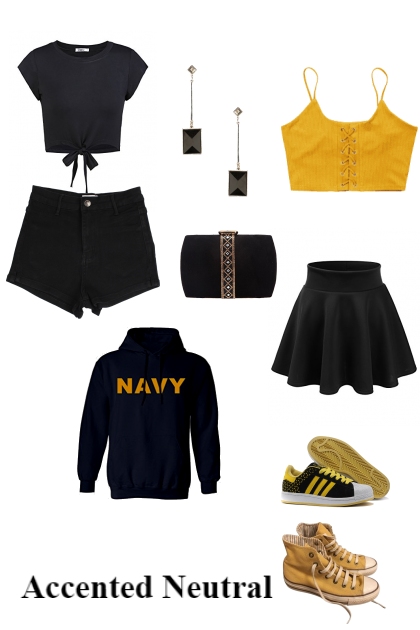 Accented neutral black and yellow- Модное сочетание