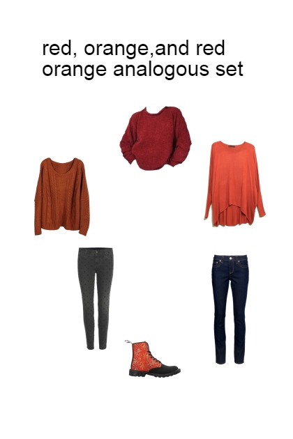 red orange and red orange analogous set- Fashion set