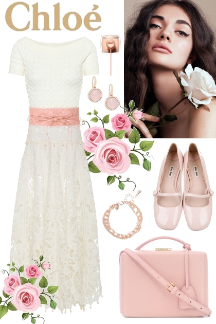 White and Pink Lace- combinação de moda