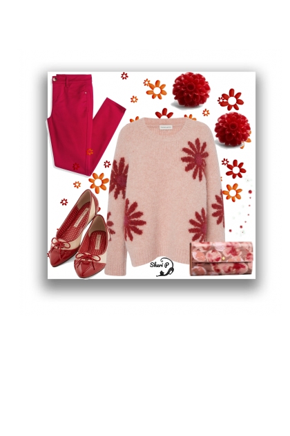 Pink and Red in Bloom- Fashion set
