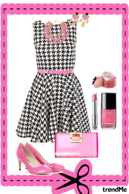 preto, rosa e branco- combinação de moda