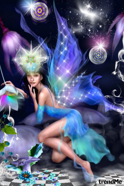 Blue flower fairy- combinação de moda