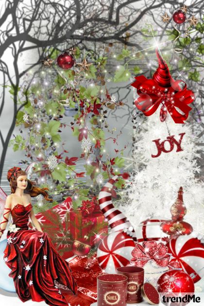 Red and White Christmas- combinação de moda