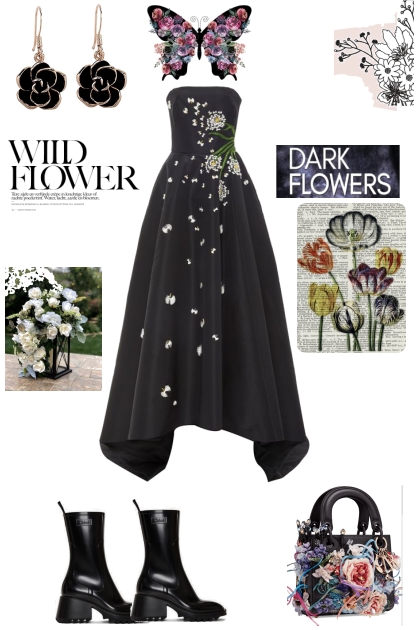dark flowers- Combinaciónde moda