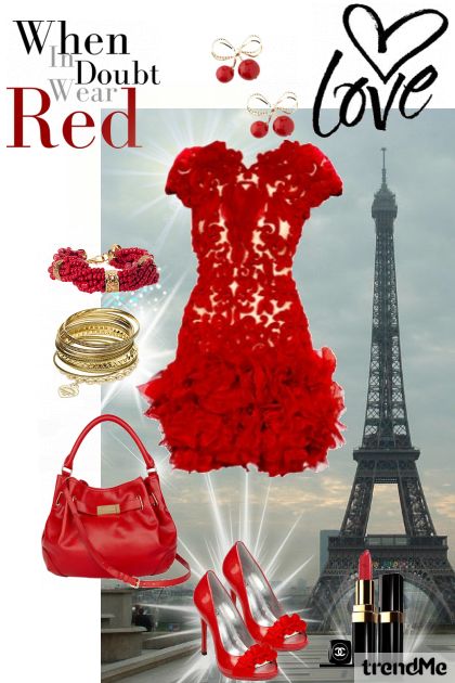 Paris red wearing- コーディネート