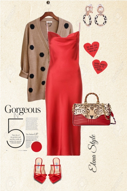 красное платье- Modna kombinacija