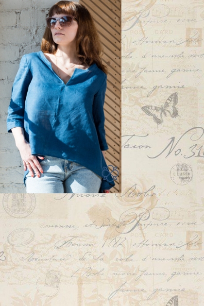 blue linen tunic 1- Fashion set