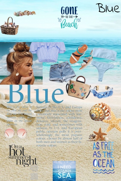 Blue on Beach- Combinaciónde moda