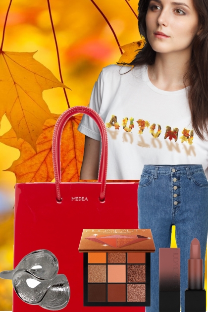Autumn casual tee & jeans set- Модное сочетание