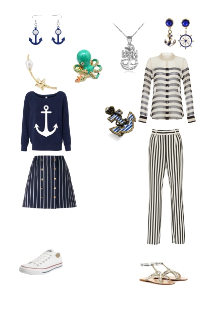 Морской стиль- combinação de moda