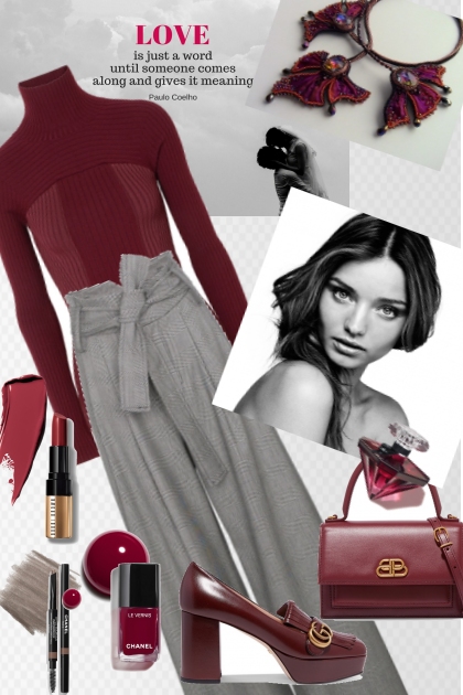Gray and burgundy- Fashion set
