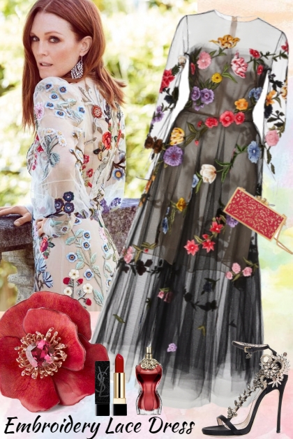Embroidery Lace Dress- Modna kombinacija