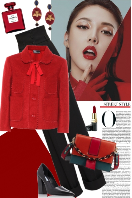 Red and black- combinação de moda