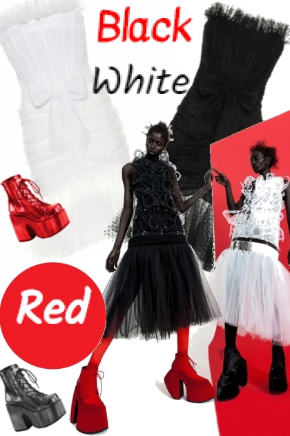 Red, Black, White- Combinaciónde moda