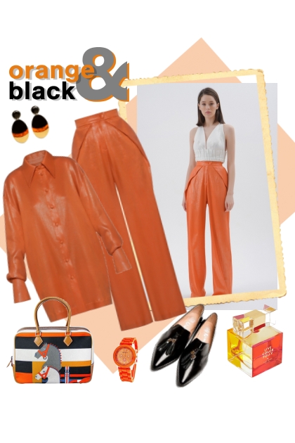 Black and orange- combinação de moda