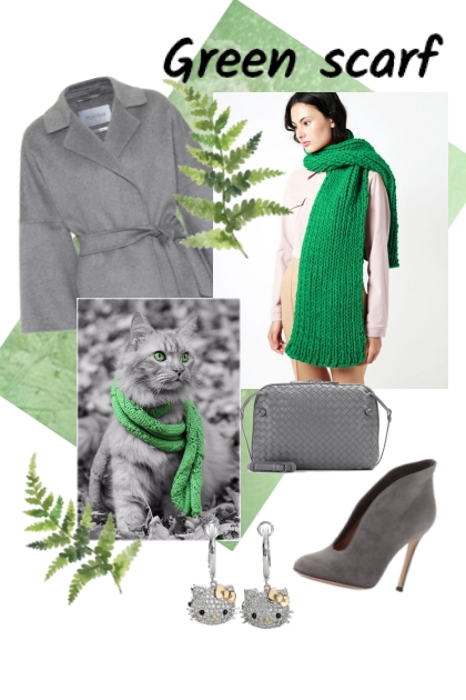 Green scarf- Modna kombinacija