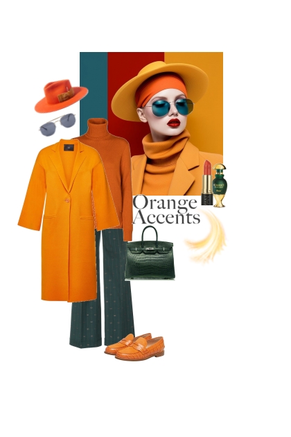 Orange accents- combinação de moda