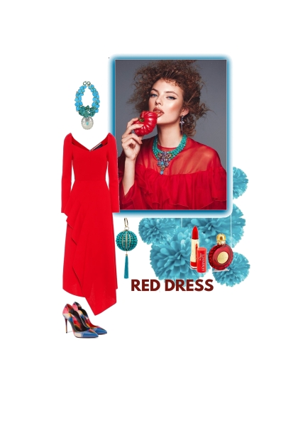 Red dress- Modna kombinacija