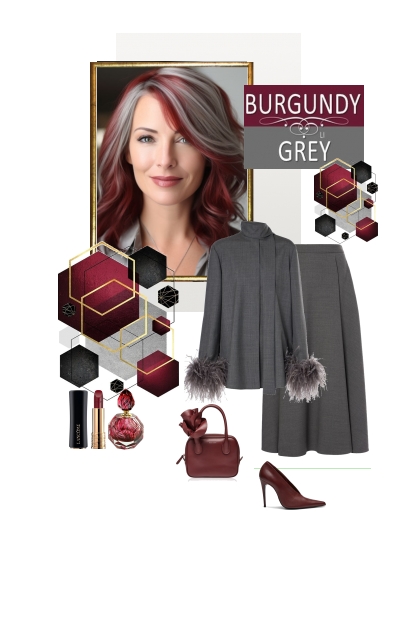 Burgundy and grey- combinação de moda