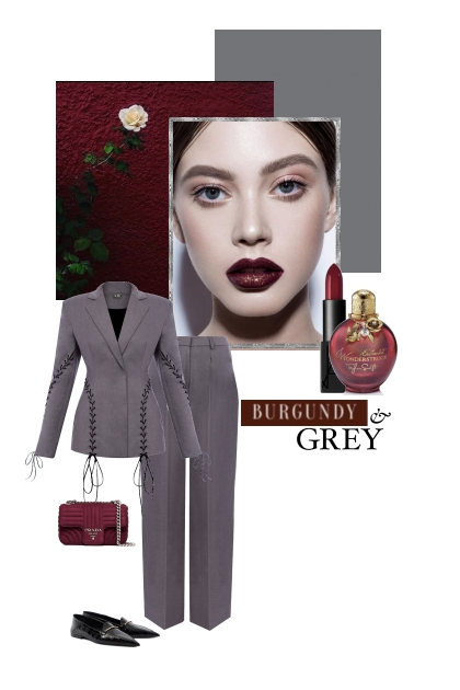 Burgundy and grey.- Modekombination