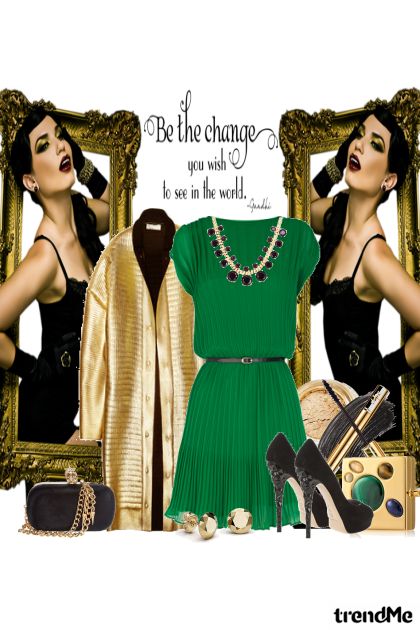 Green and gold- combinação de moda