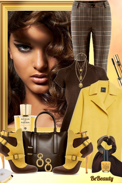 nr 434 - Chocolate brown & delicate yellow- Combinaciónde moda