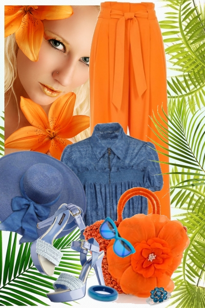 nr 965 - Juicy Orange and denim blue- Fashion set