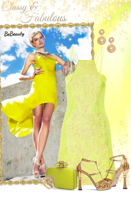 nr 1659 - Lime green & gold- Fashion set