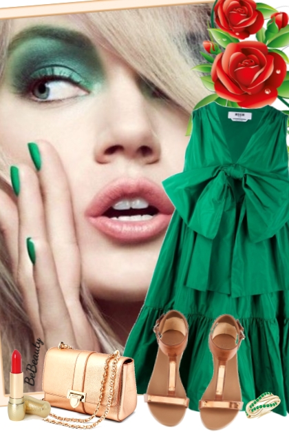 nr 1777 - Emerald green dress- Modekombination