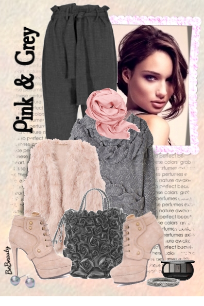 nr 2130 - Pink & grey- Combinaciónde moda