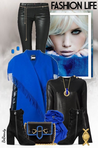 nr 2391 - Royal blue & black- combinação de moda
