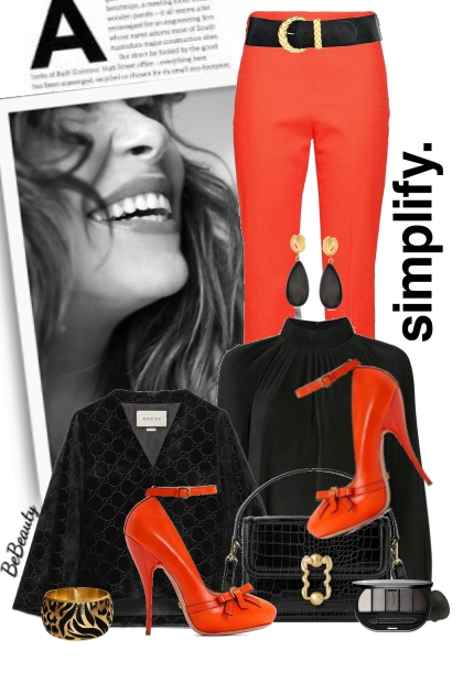 nr 2464 - Orange & black- combinação de moda