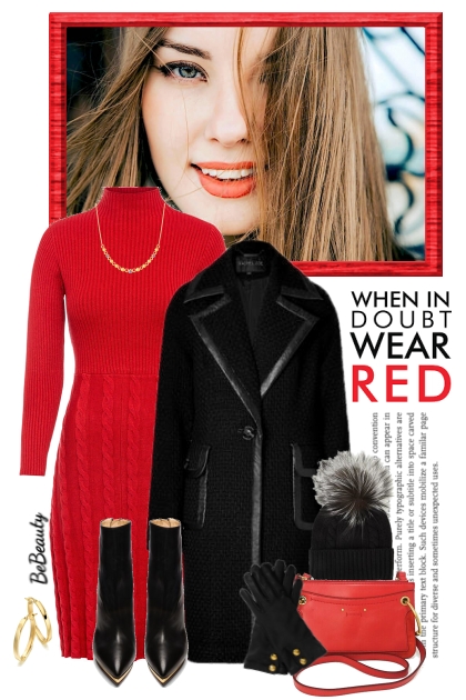 nr 2562 - Red sweater dress