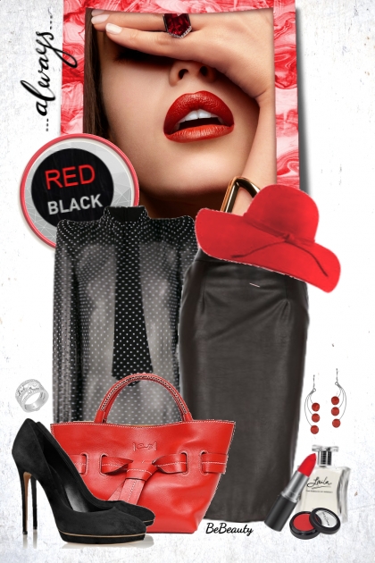 nr 2665 - Red & black- Modna kombinacija