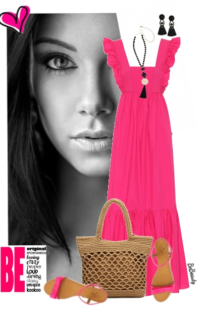 nr 2783 - Pink maxi dress- Fashion set