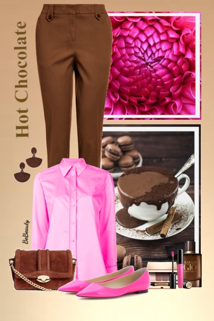 nr 3011 - Chocolate brown & pink- Combinazione di moda