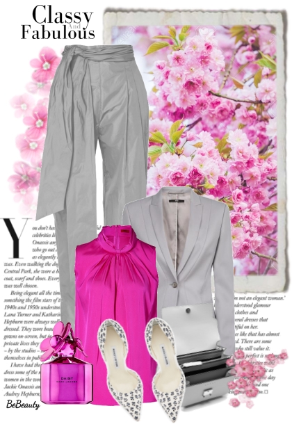 nr 3132 - Hot pink & grey- Combinazione di moda