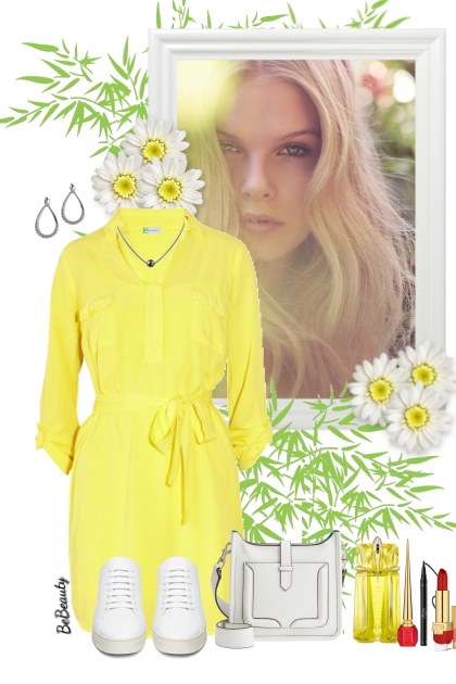 nr 3191 - Yellow shirt dress- Fashion set