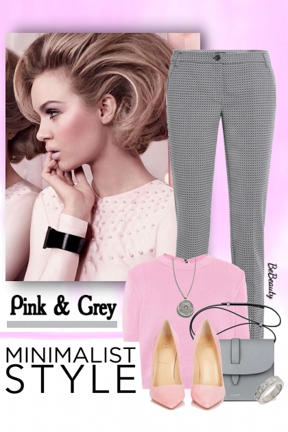 nr 3328 - Pink & grey- Modna kombinacija