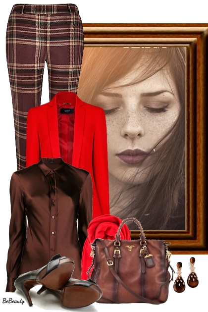 nr 3407 - Chocolate brown & red- 搭配