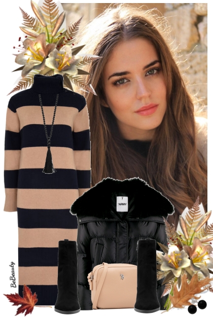 nr 3695 - Sweater dress- Modna kombinacija