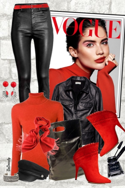 nr 3699 - Red & black- Modna kombinacija