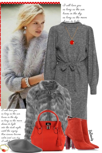 nr 3724 - Grey & red- combinação de moda